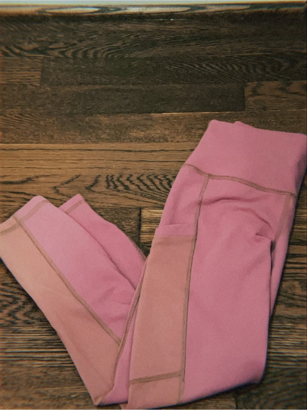Fabletics Pink Leggings with Light Pink Contrast Panels